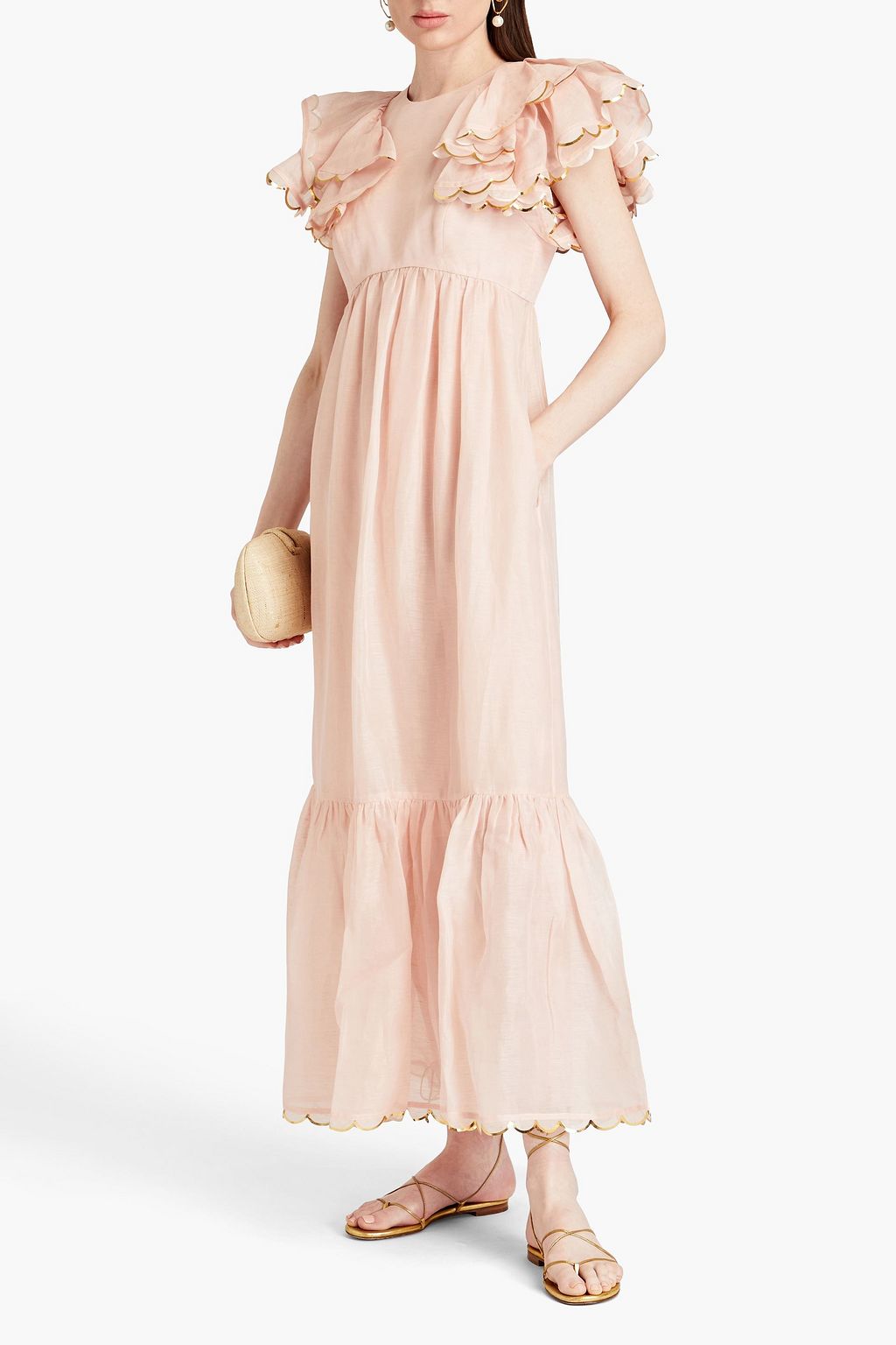 ZIMMERMANN Ruffled linen and silk-blend maxi dress