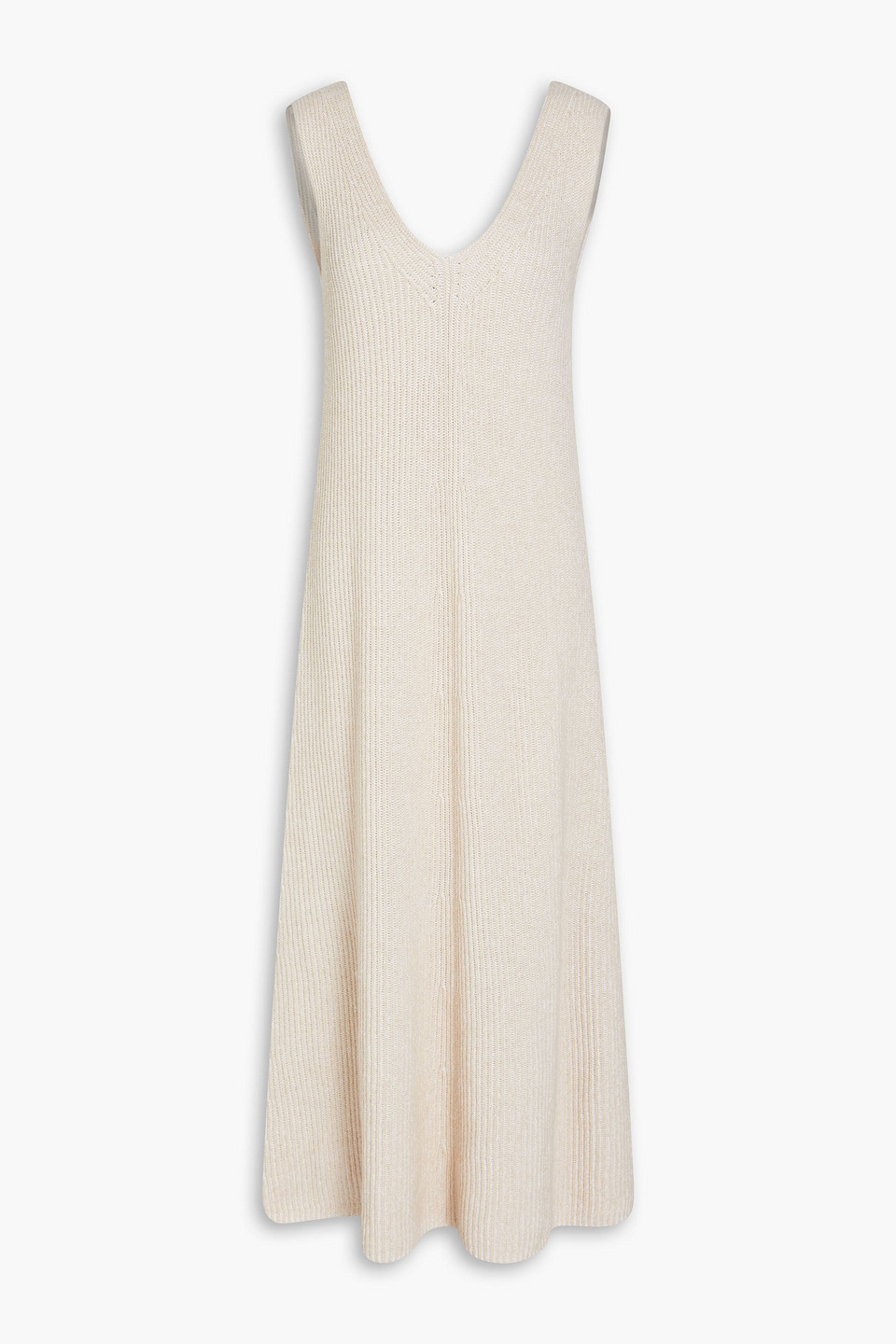 Joseph Ribbed Cotton, Wool And Cashmere-blend Midi Dress In Neutral