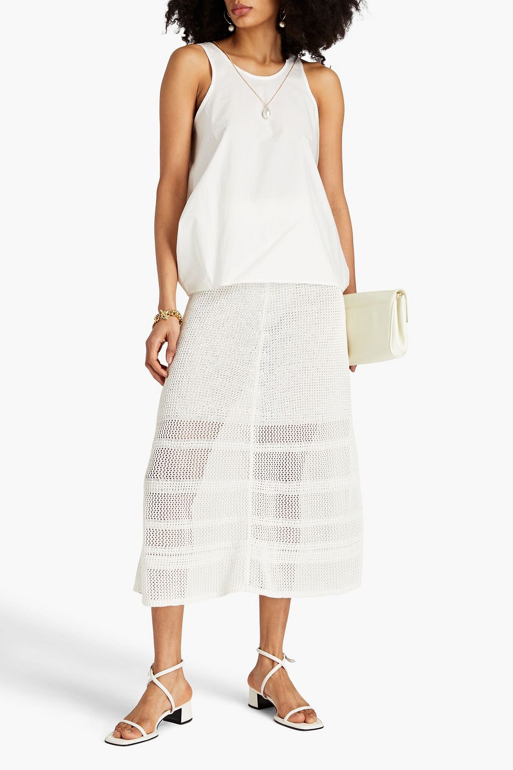 JOSEPH Crochet cotton midi skirt