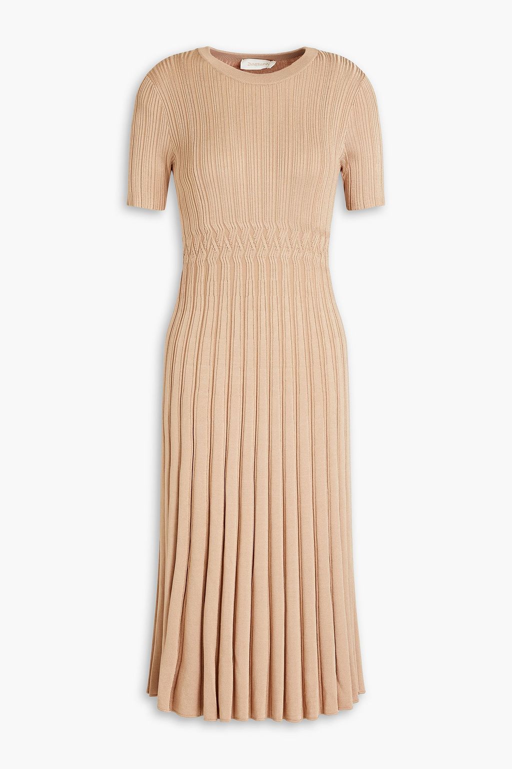 Yazmin Fine Knitted Rib Dress Light Beige