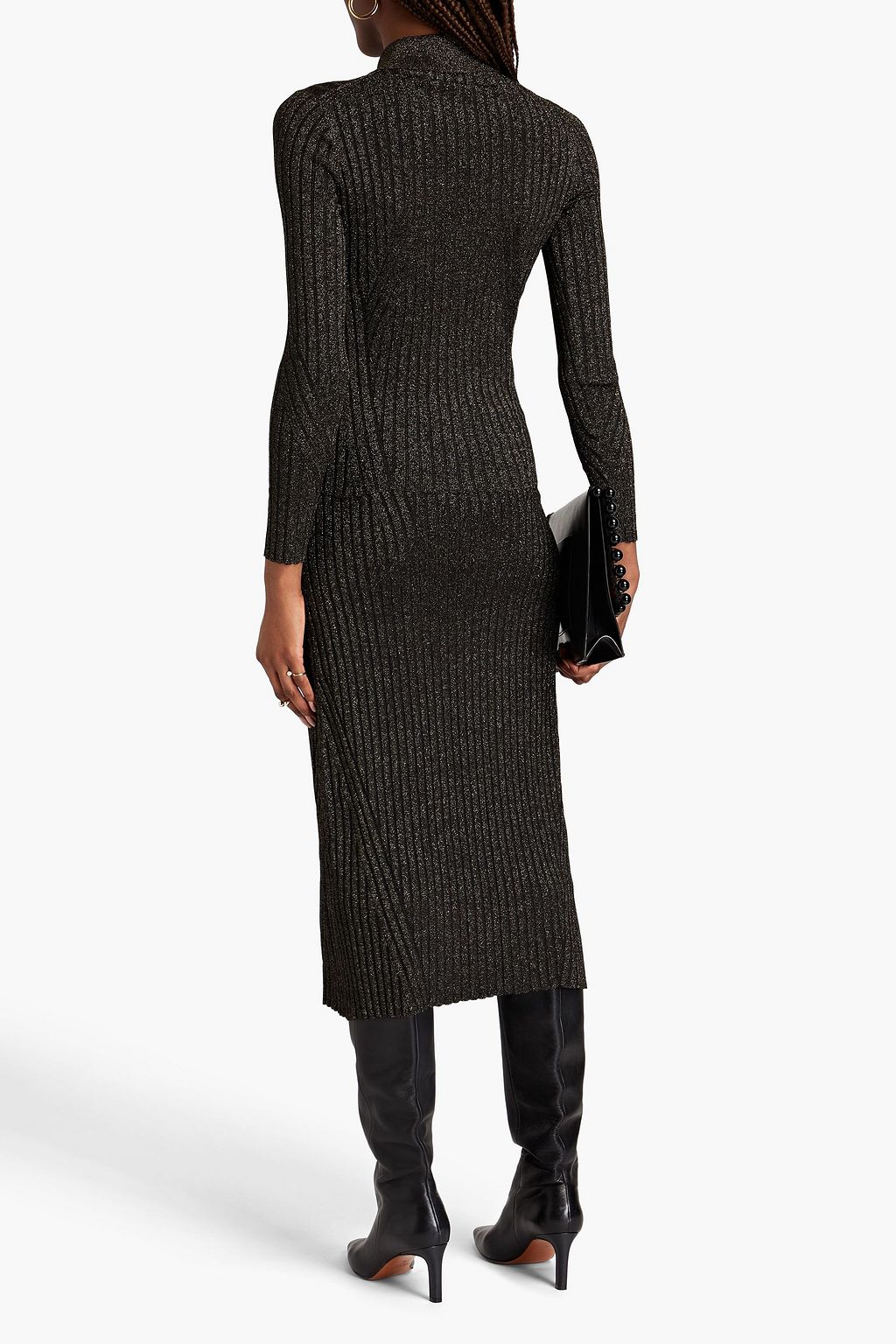 ZIMMERMANN Pullover aus Rippstrick in Metallic-Optik mit Polokragen