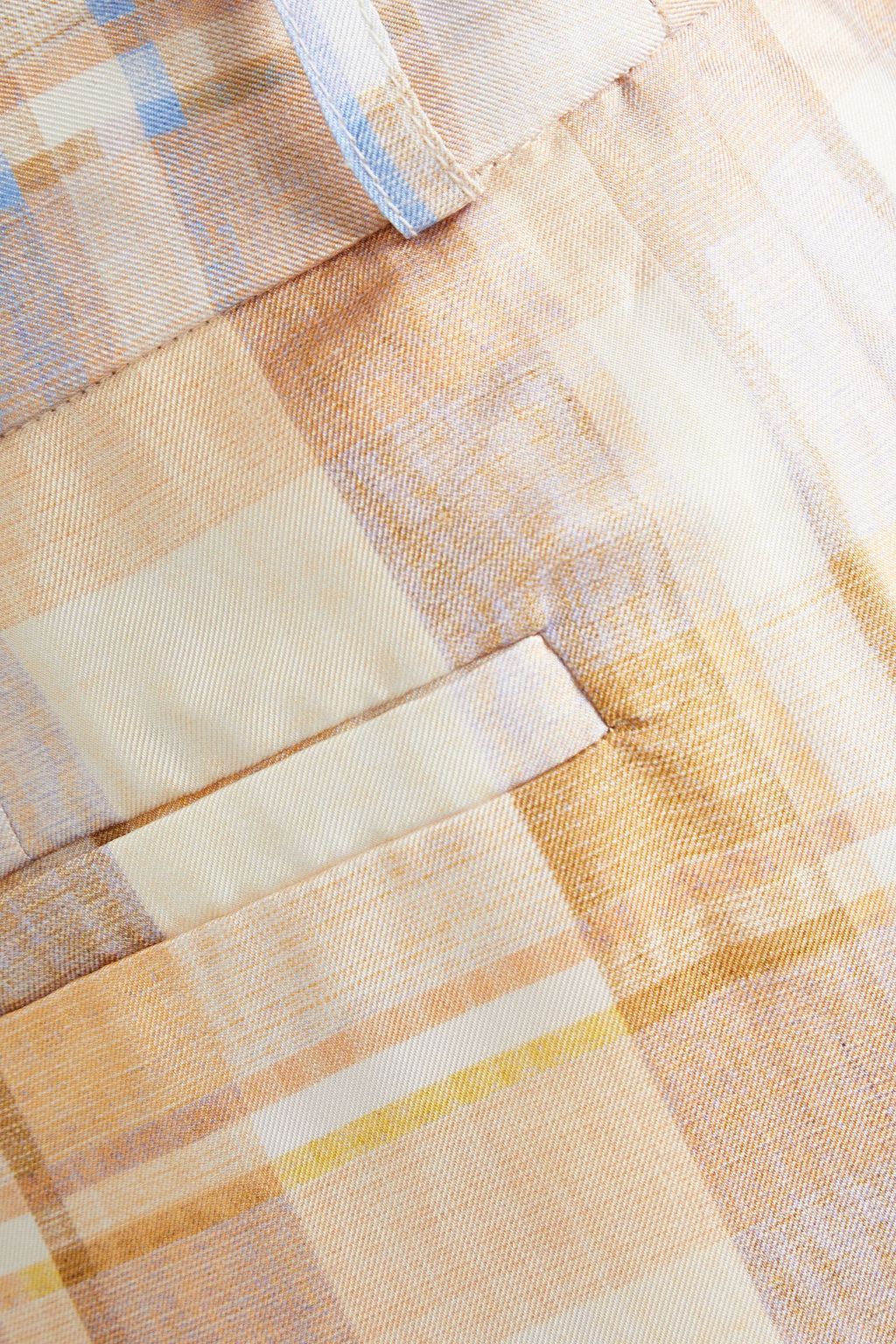 ZIMMERMANN Pleated checked silk-twill wide-leg pants