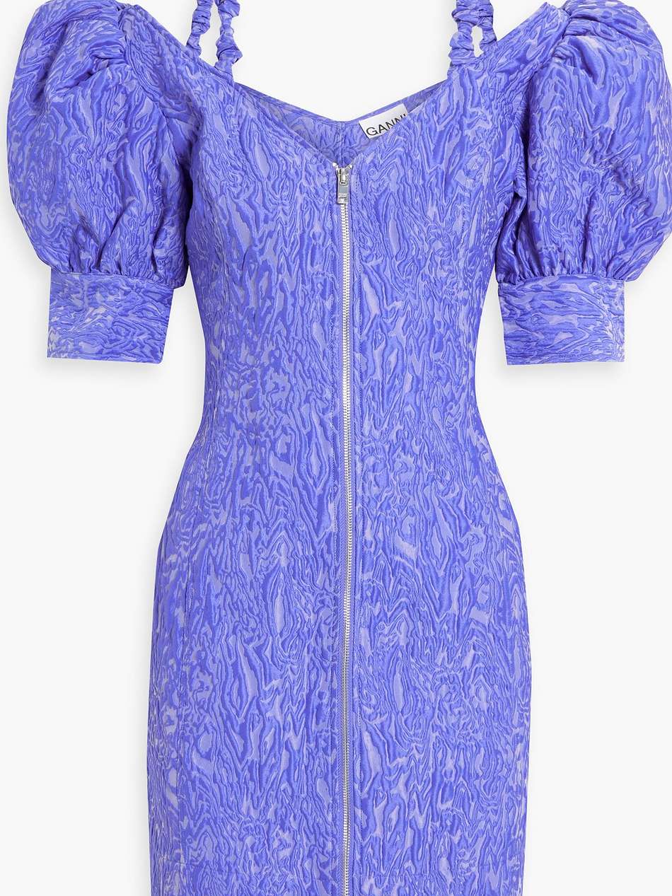 cold-shoulder cloqué mini dress