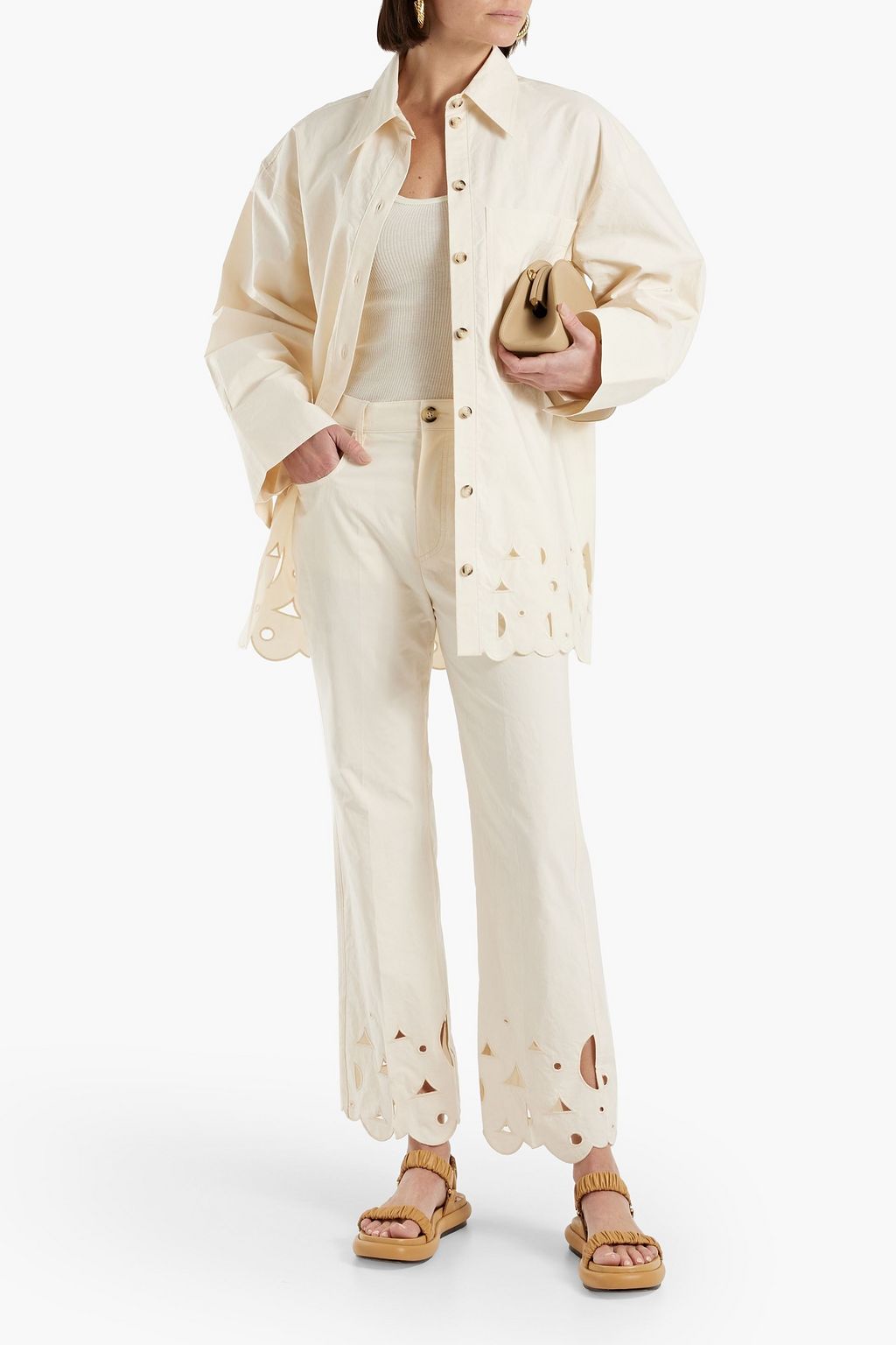 NANUSHKA Sabia broderie anglaise-trimmed cotton shirt
