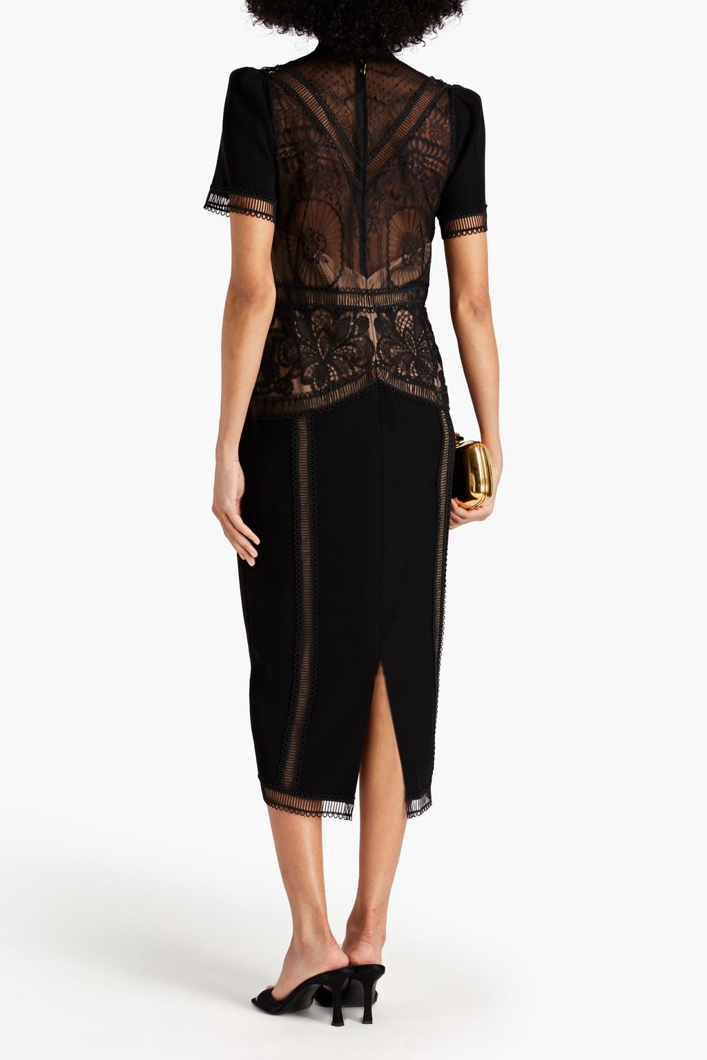 ZUHAIR MURAD Crepe-paneled lace midi dress
