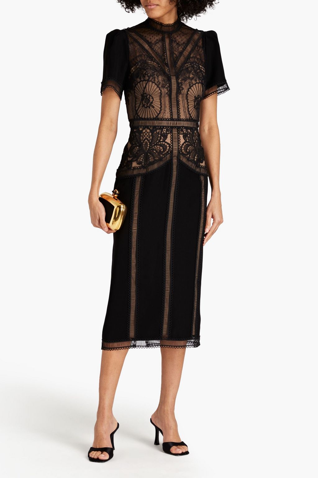 ZUHAIR MURAD Crepe-paneled lace midi dress