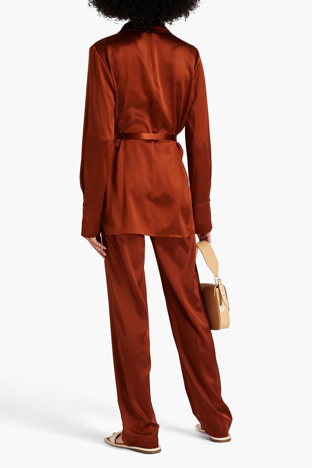 JOSEPH Jetta double-breasted belted silk-satin jacket