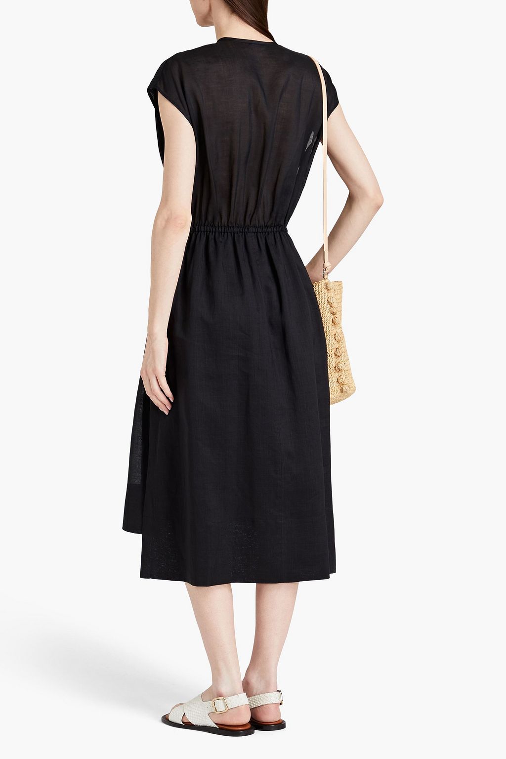 JOSEPH Delcie gathered ramie-voile midi dress