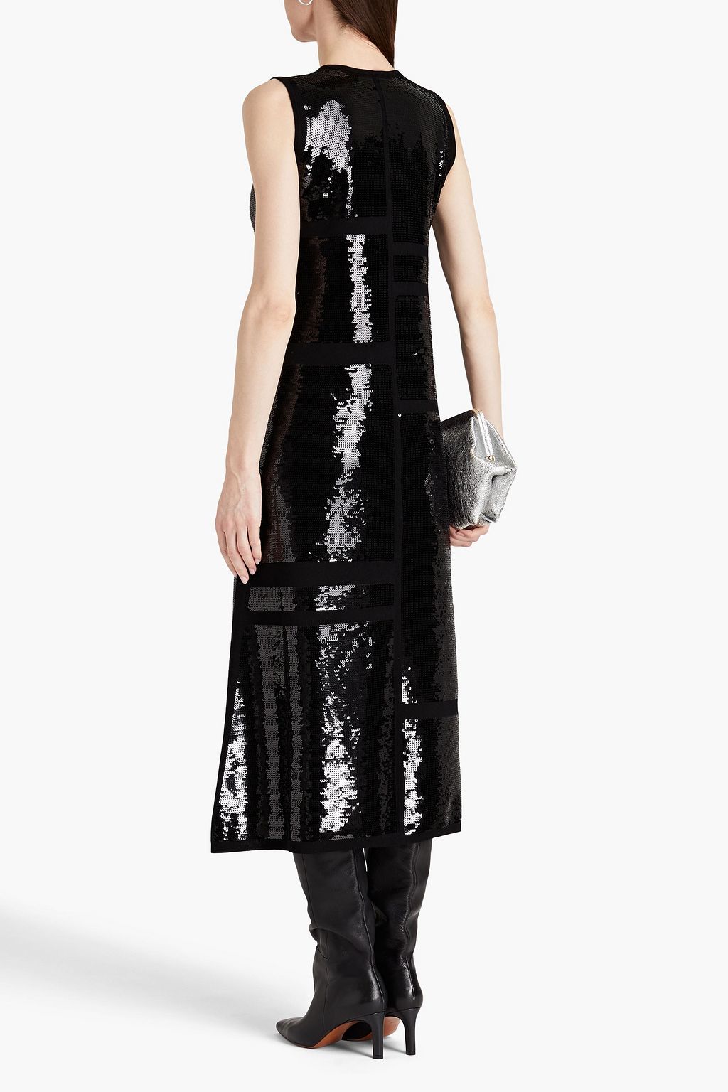 JOSEPH Sequin-embellished wool-blend midi dress