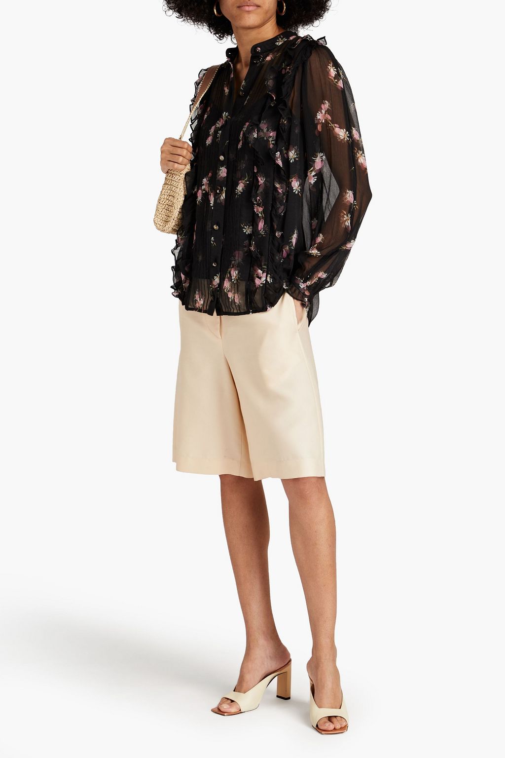 ZIMMERMANN Dancer ruffle-trimmed floral-print crepon blouse