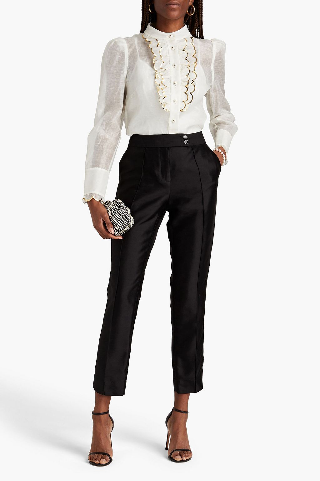 ZIMMERMANN Wool and silk-blend twill tapered pants