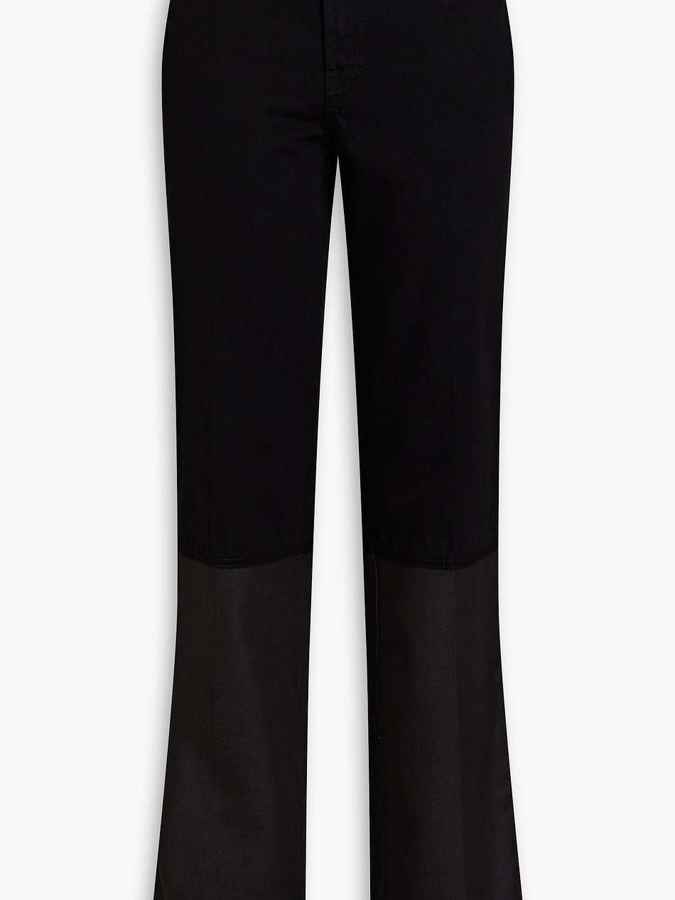 two-tone high-rise straight-leg jeans