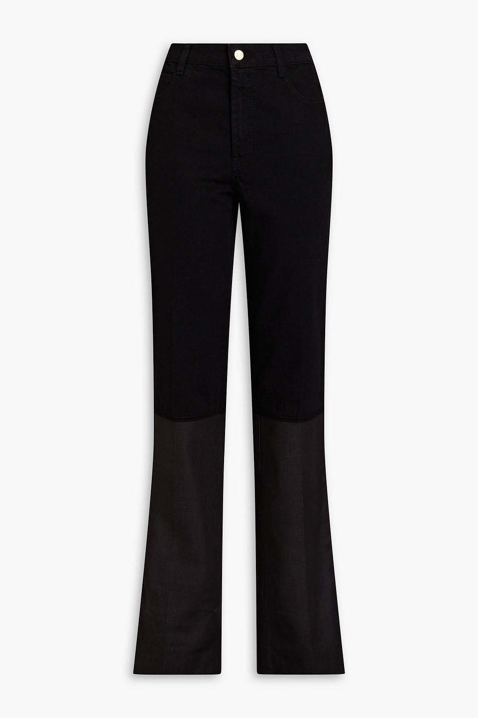 Zimmermann Two-tone High-rise Straight-leg Jeans In Dark Denim