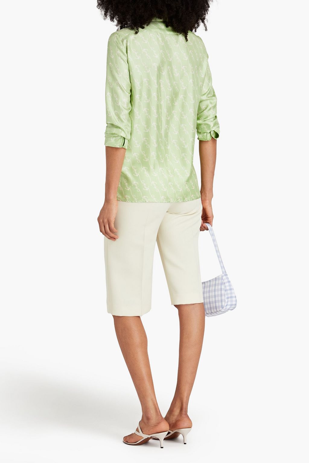 SANDRO Printed silk-twill shirt
