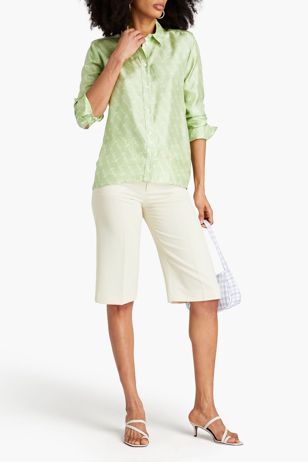 SANDRO Printed silk-twill shirt