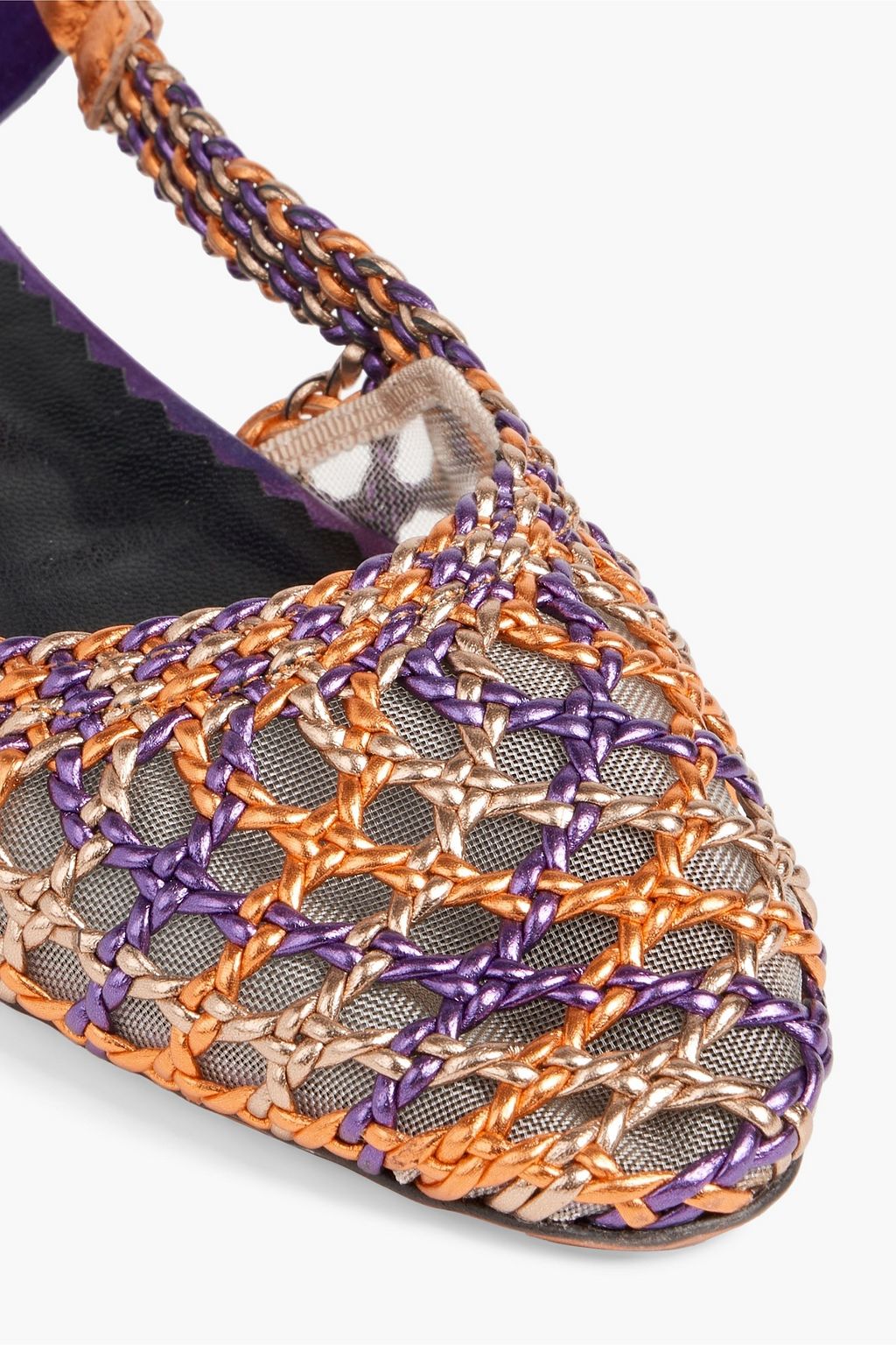 MISSONI Woven metallic leather and mesh ballet flats
