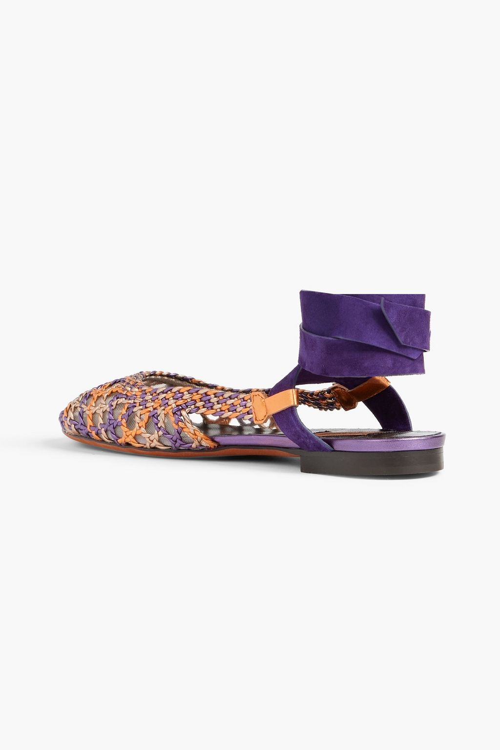 MISSONI Woven metallic leather and mesh ballet flats