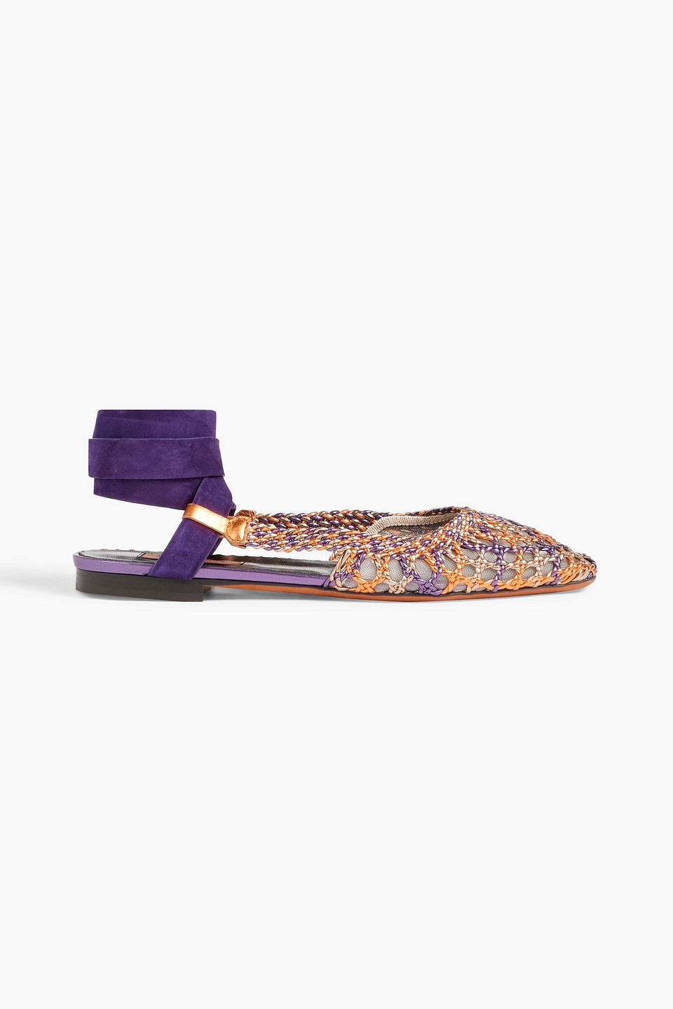 Missoni Metallic Woven Leather And Mesh Ballet Flats In Purple