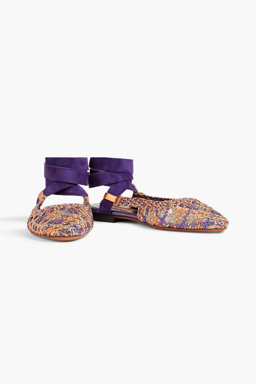 MISSONI Woven metallic leather and mesh ballet flats | Sale up to 70% ...