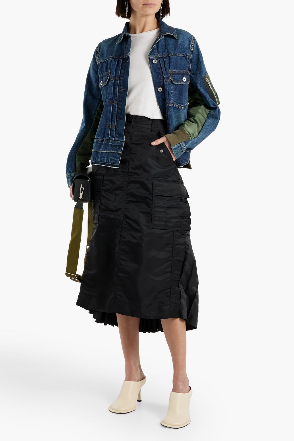 SACAI Pleated shell midi skirt