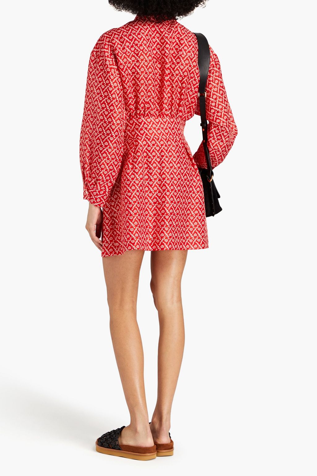 SANDRO Bedruckter Playsuit aus einer Leinen-Seidenmischung mit Flammgarneffekt