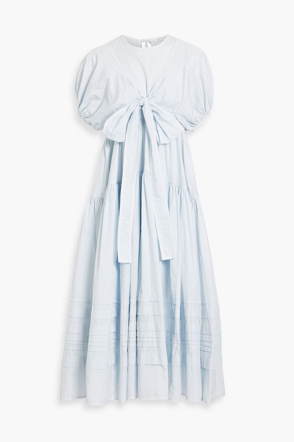 CECILIE BAHNSEN Bow-detailed gathered cotton midi dress | THE OUTNET