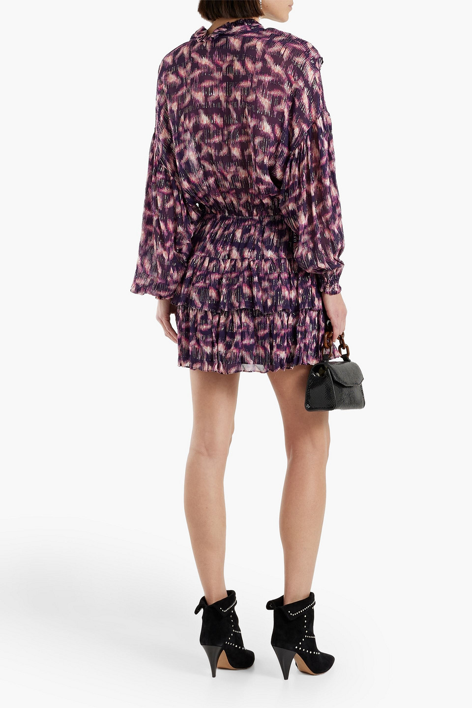 Shop Iro Tyga Metallic Fil Coupé Printed Mini Dress In Violet