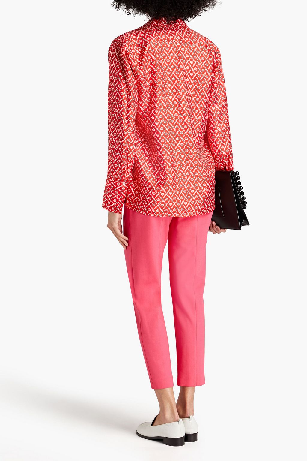 SANDRO Printed silk-twill shirt