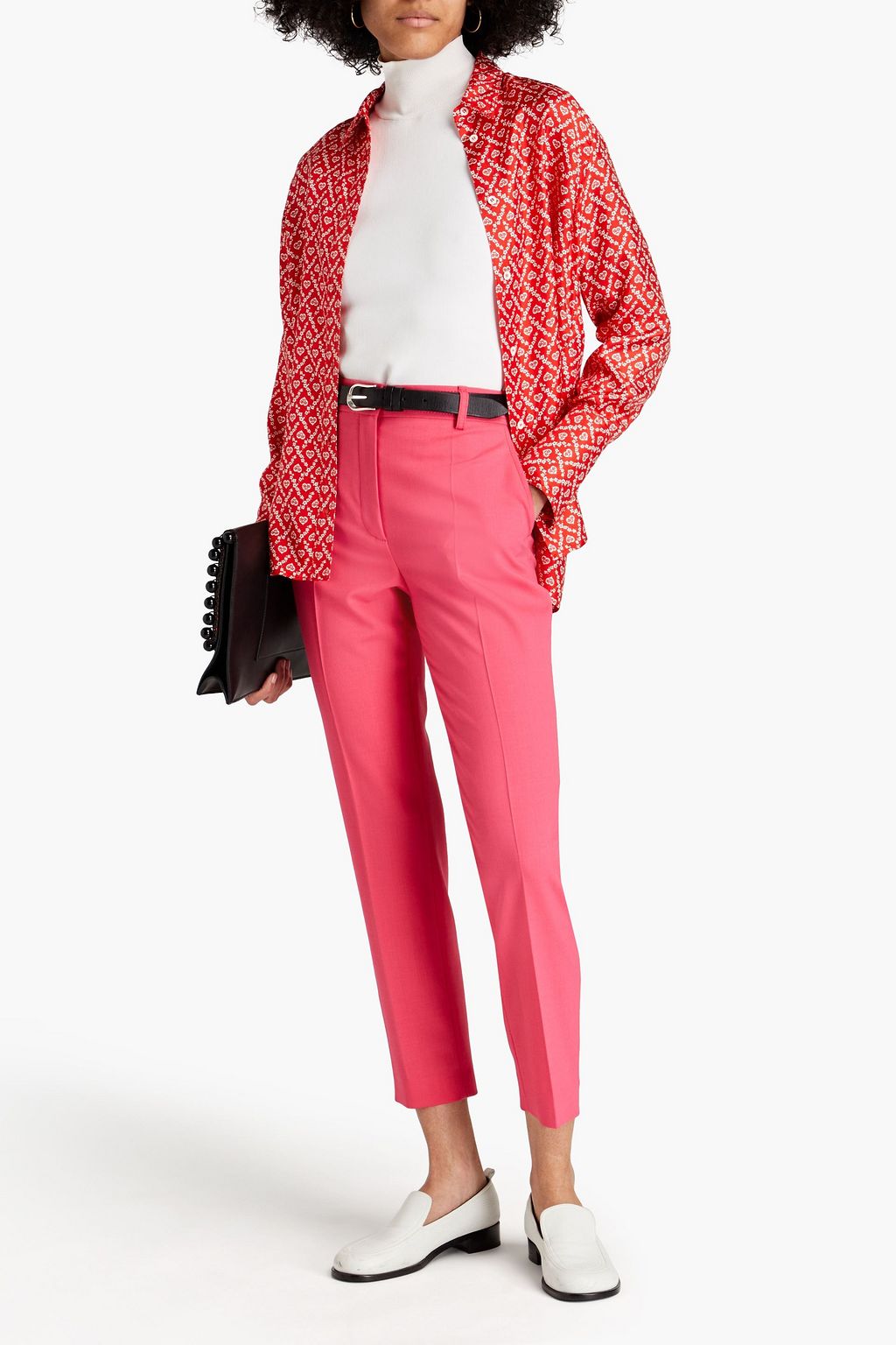 SANDRO Printed silk-twill shirt