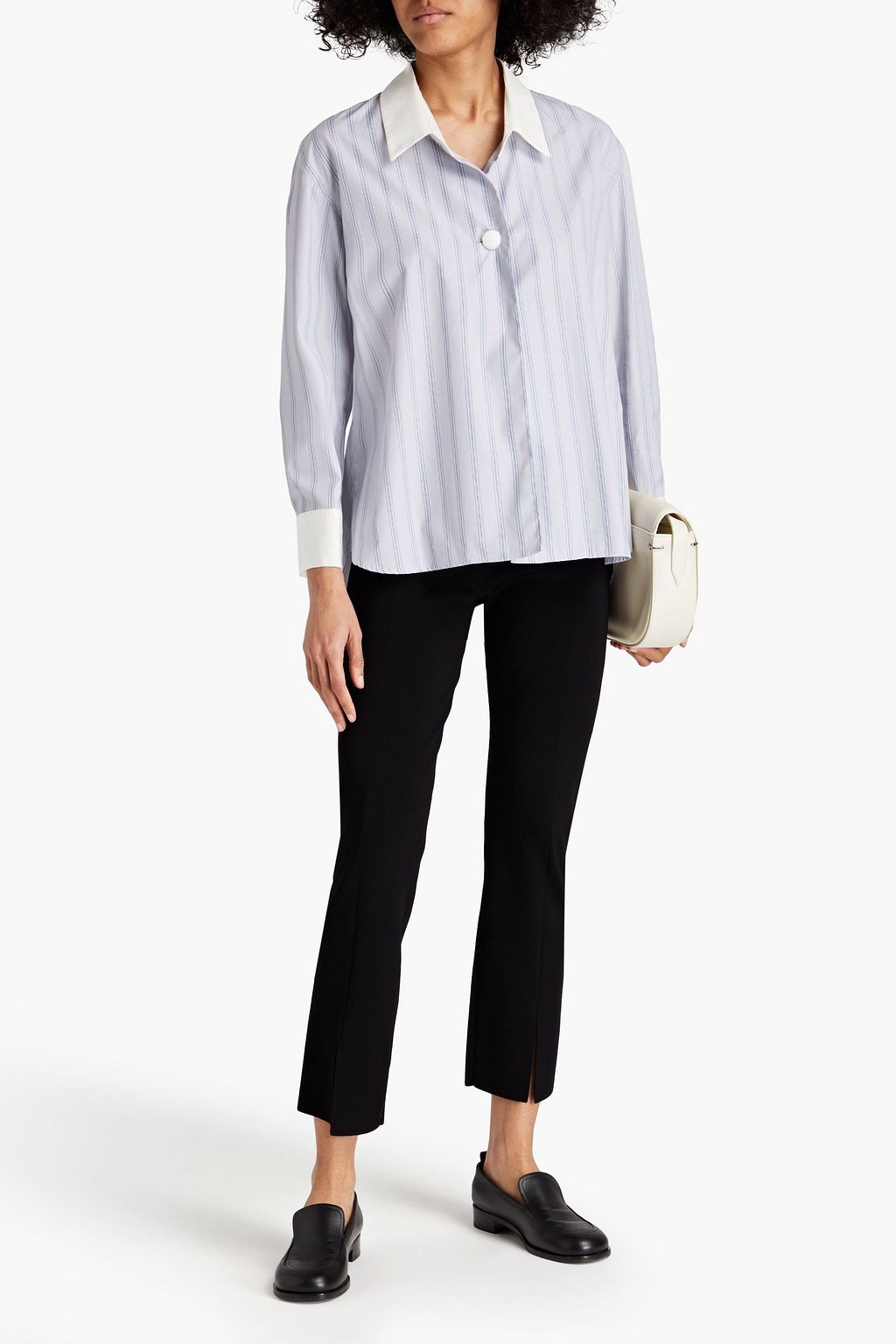 SANDRO Striped cotton-poplin shirt