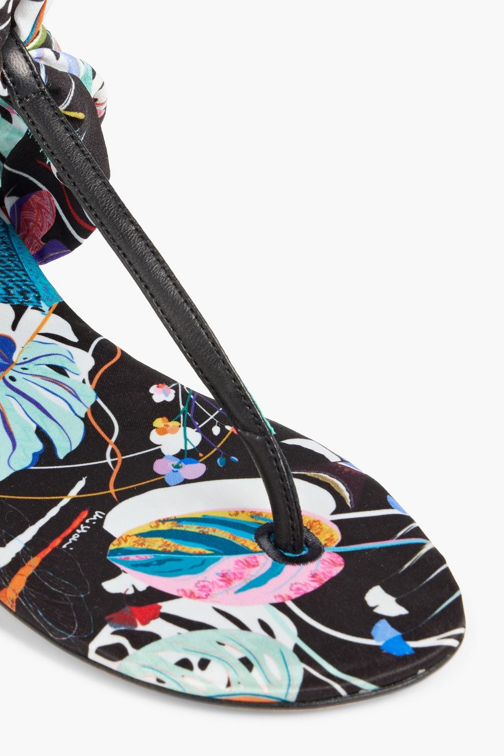 MISSONI Printed satin and leather sandals