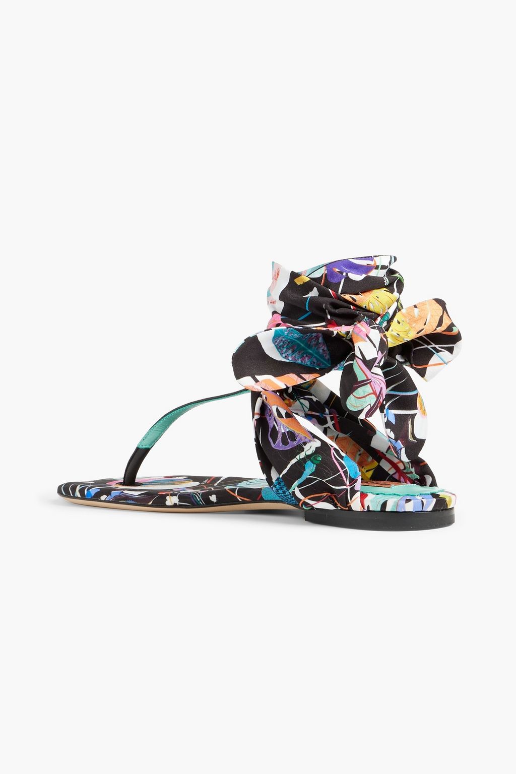 MISSONI Printed satin and leather sandals