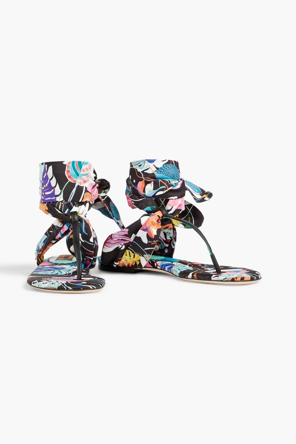 MISSONI Printed satin and leather sandals