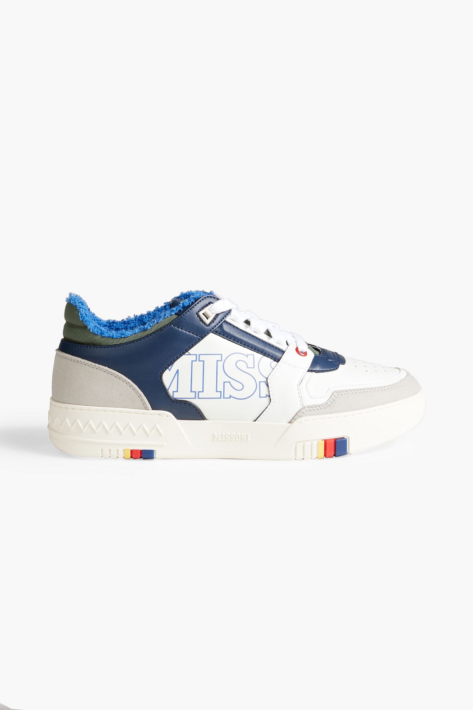 Acbc X Missoni Printed Leather And Suede Sneakers In Midnight Blue
