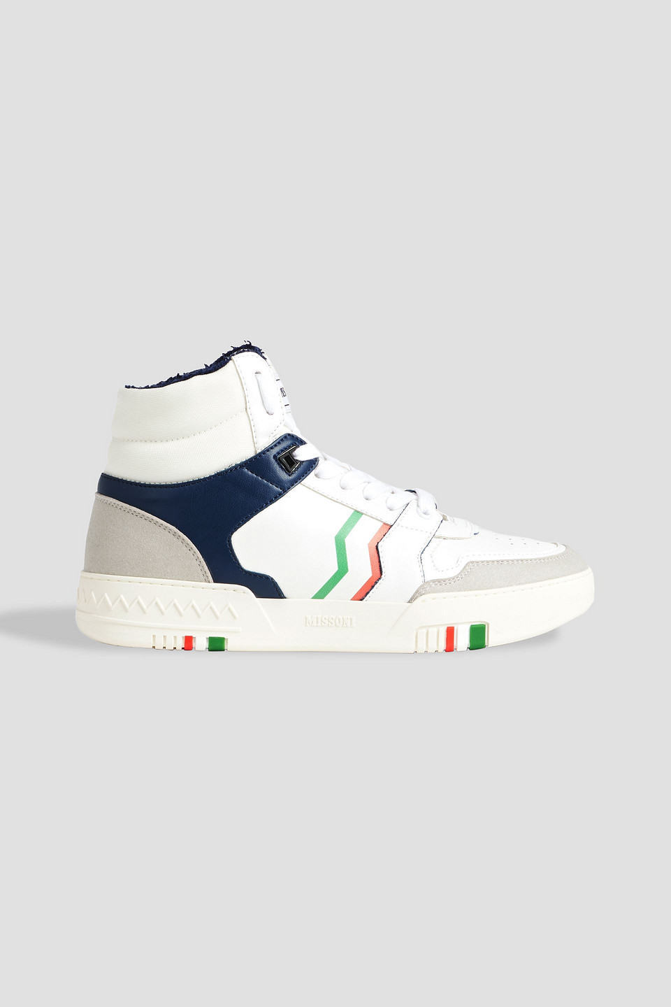 Acbc X Missoni Printed Leather And Suede High-top Sneakers In White