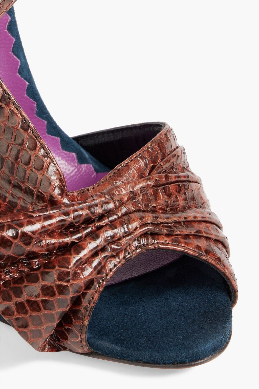 MISSONI Snake-effect leather and suede slingback sandals