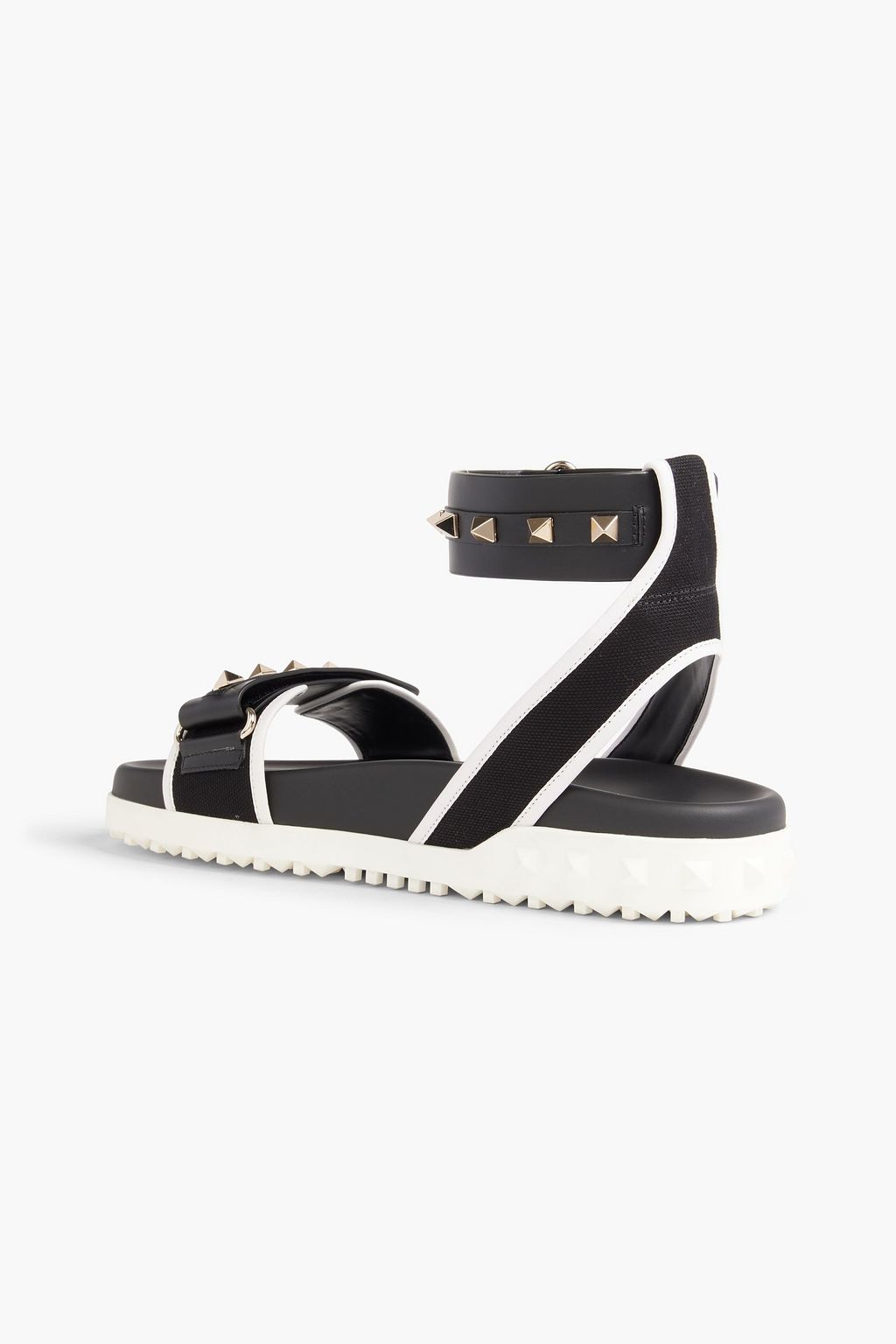 VALENTINO GARAVANI Rockstud canvas and leather sandals