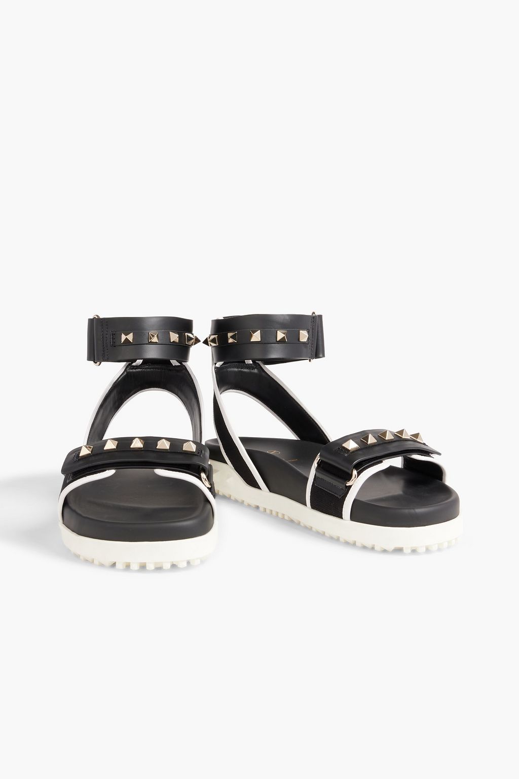 VALENTINO GARAVANI Rockstud canvas and leather sandals