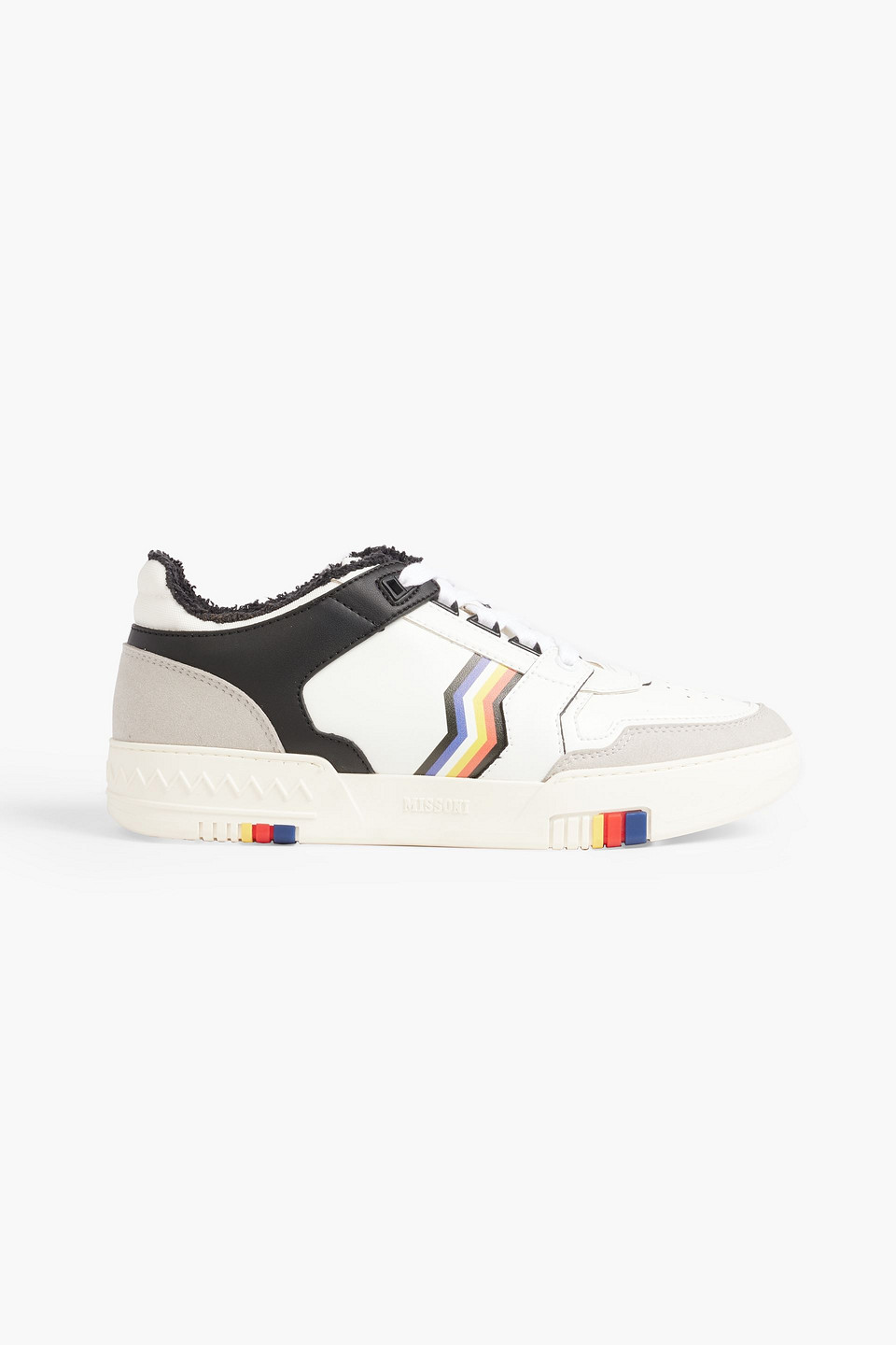 Acbc X Missoni Printed Leather And Suede Sneakers In Black
