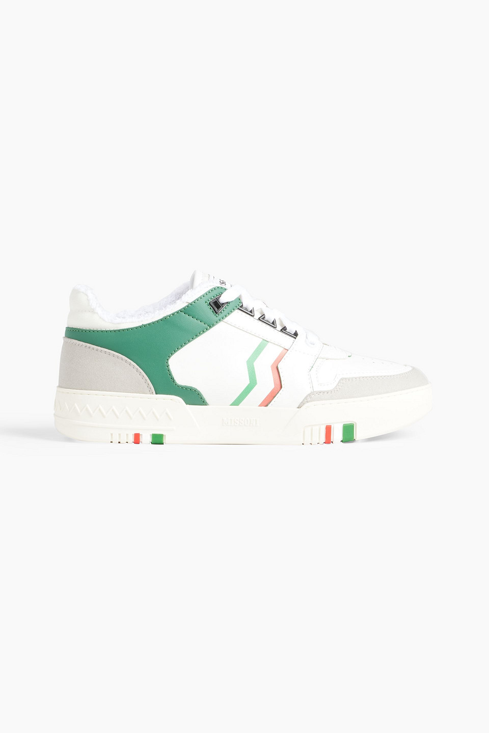 Acbc X Missoni Printed Leather And Suede Sneakers In Green