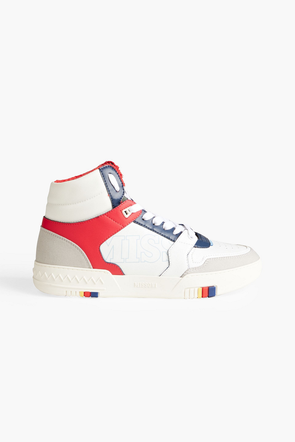 Acbc X Missoni Printed Leather And Suede High-top Sneakers In Red