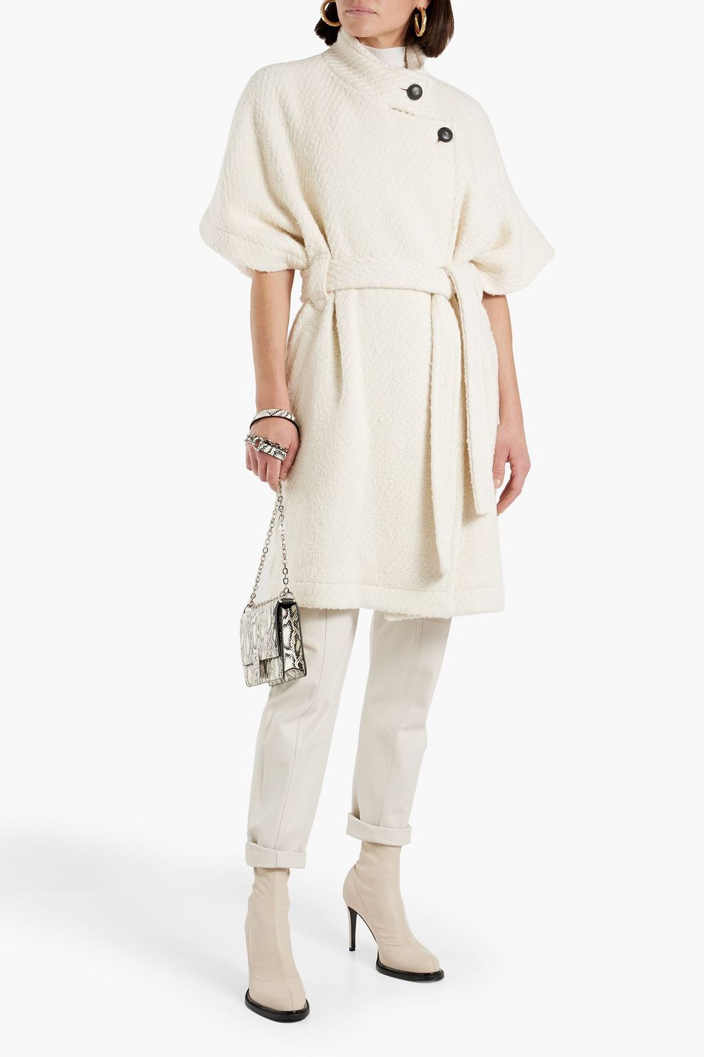 IRO Handee belted bouclé-tweed cape