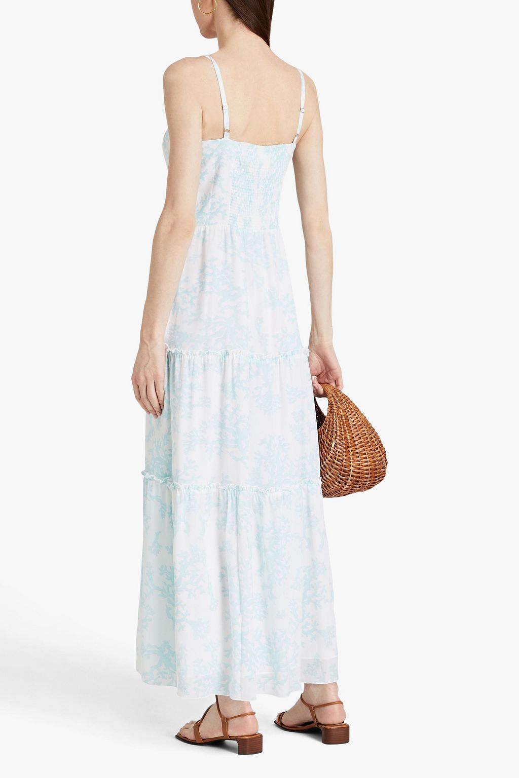HEIDI KLEIN Marseille ruffle-trimmed printed silk crepe de chine maxi dress