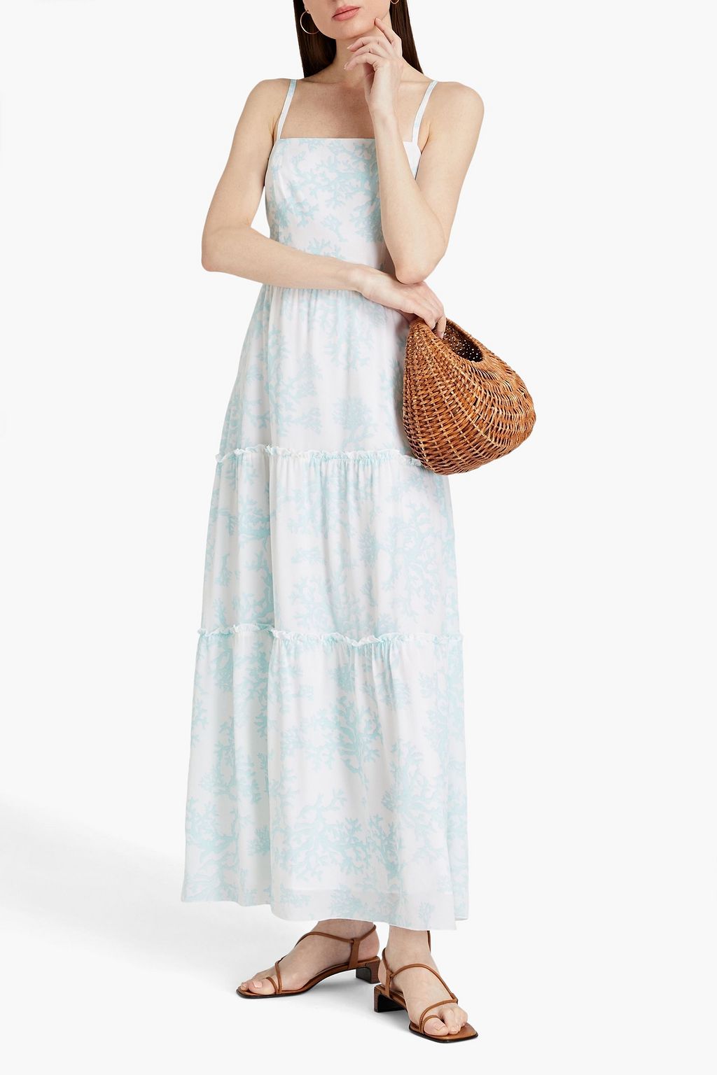 HEIDI KLEIN Marseille ruffle-trimmed printed silk crepe de chine maxi dress