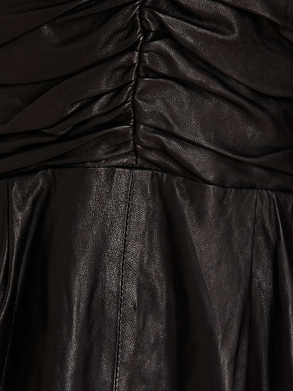 amboar ruched leather mini dress