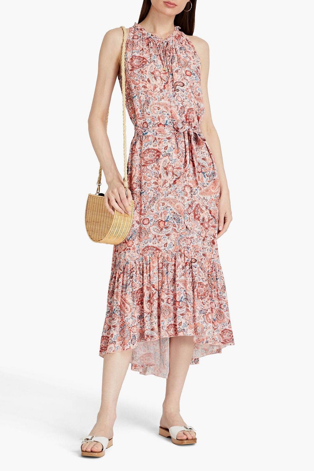 HEIDI KLEIN Ruffle-trimmed paisley-print woven midi dress