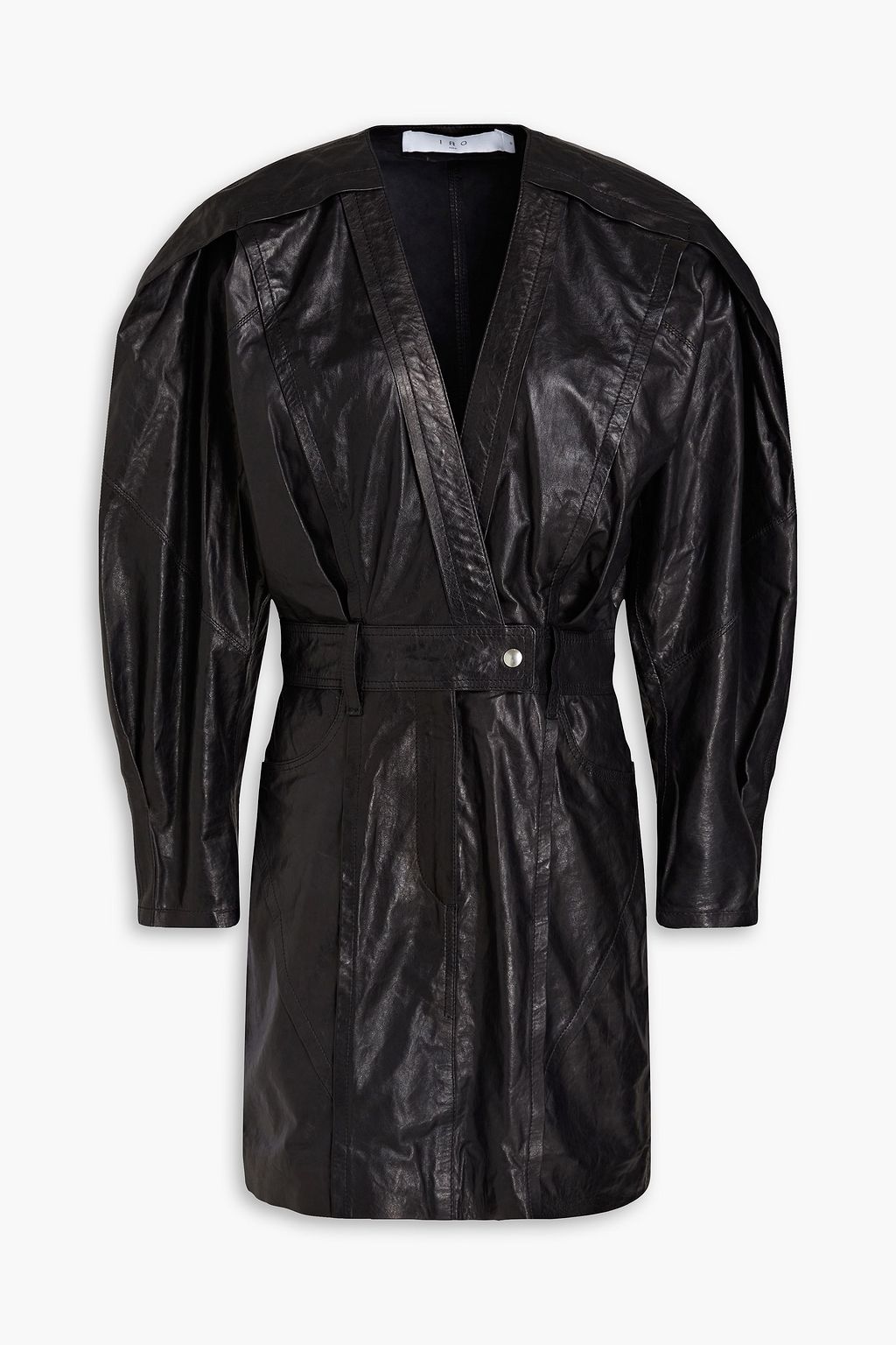 Kala crinkled leather mini dress black FR 34