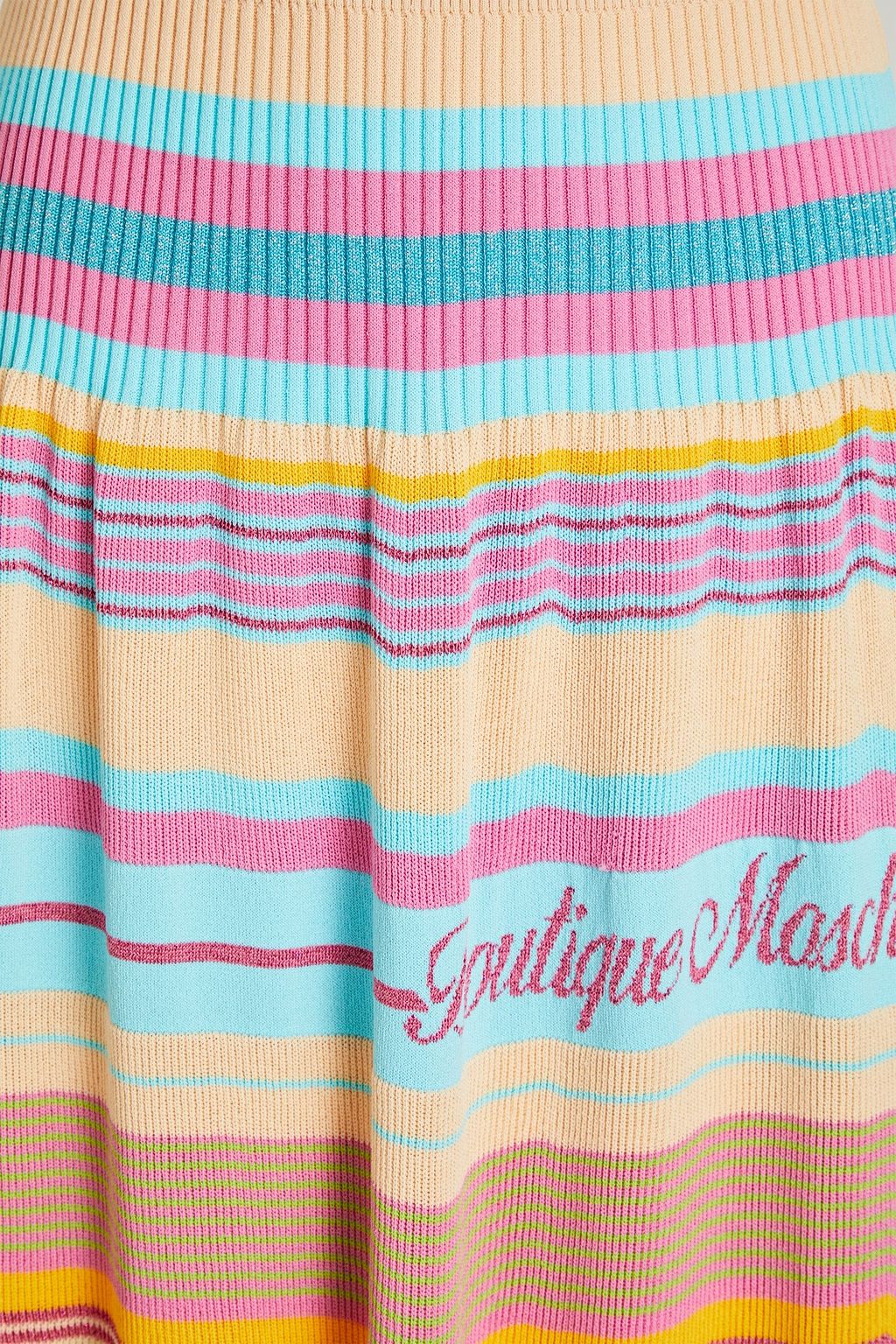 BOUTIQUE MOSCHINO Twisted striped ribbed-knit midi dress