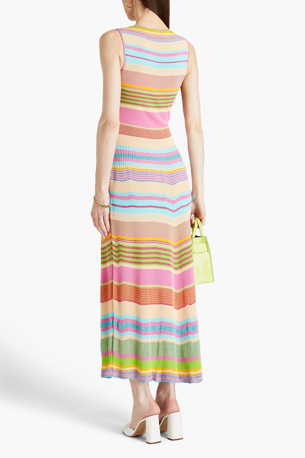 BOUTIQUE MOSCHINO Twisted striped ribbed-knit midi dress