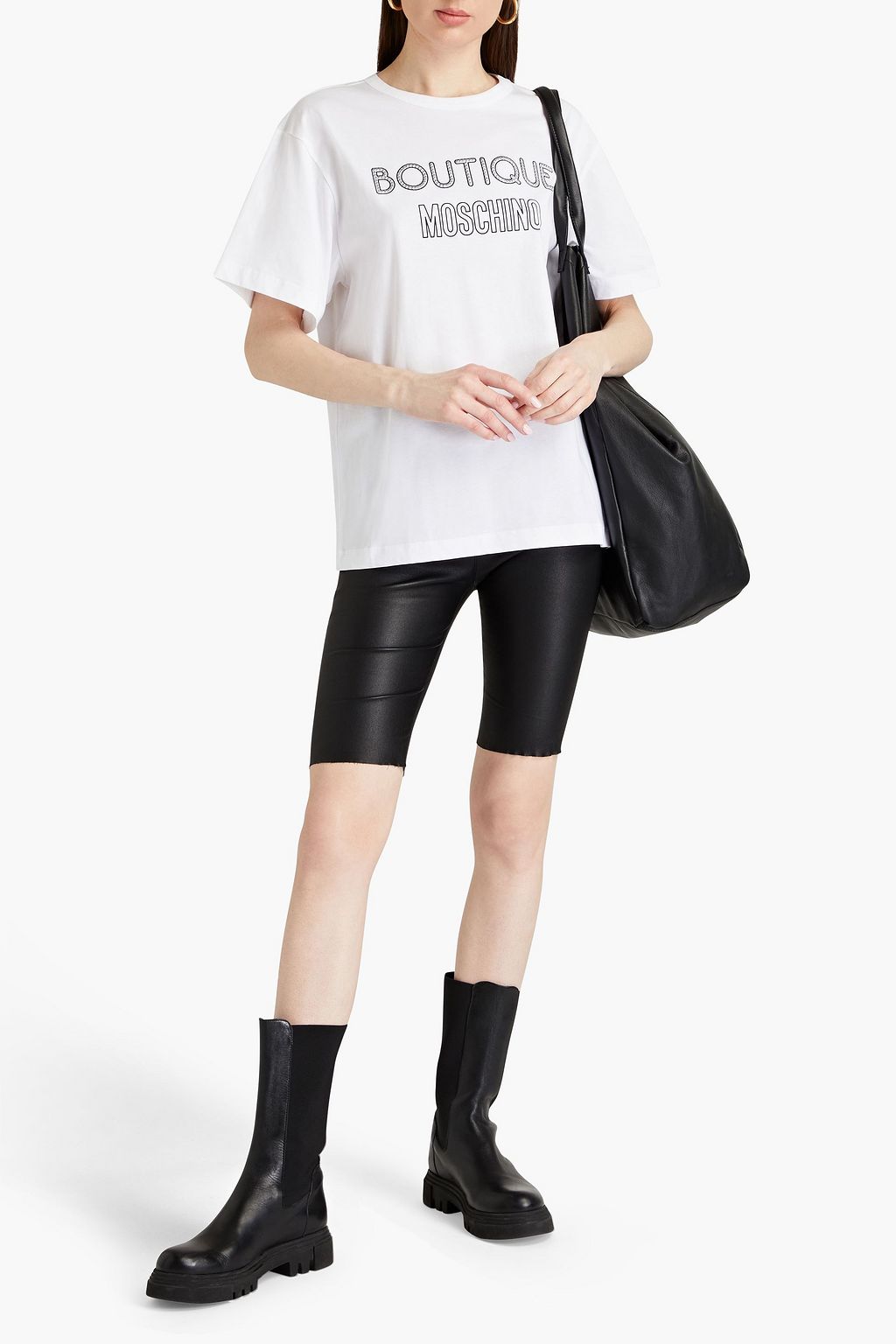 BOUTIQUE MOSCHINO Studded printed cotton-jersey T-shirt